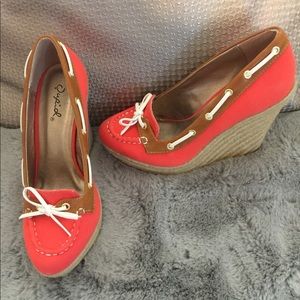 Coral & Twill Wedges